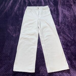 H&M Divided Women’s White Super Wide-Leg 5 Pocket Zipper Pants SZ 6